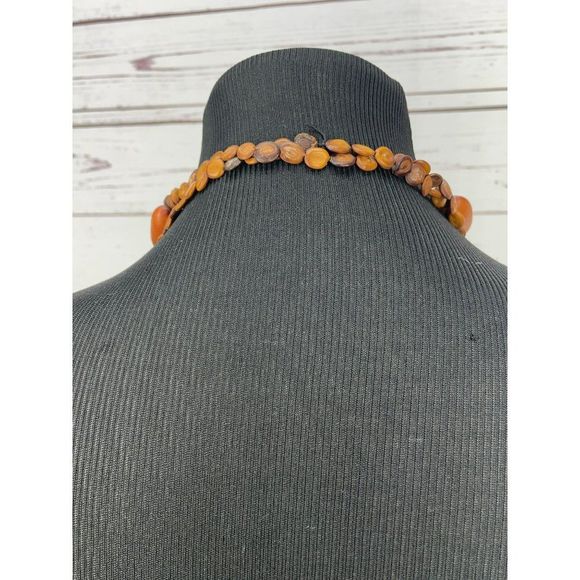 Cedar Brown‎ Bead African Inspired Hand Made Wooden Necklace & Earrings - Picture 5 of 11